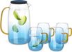 Sans marque Carafe d'eau 1,55 l avec quatre verres - Bleu