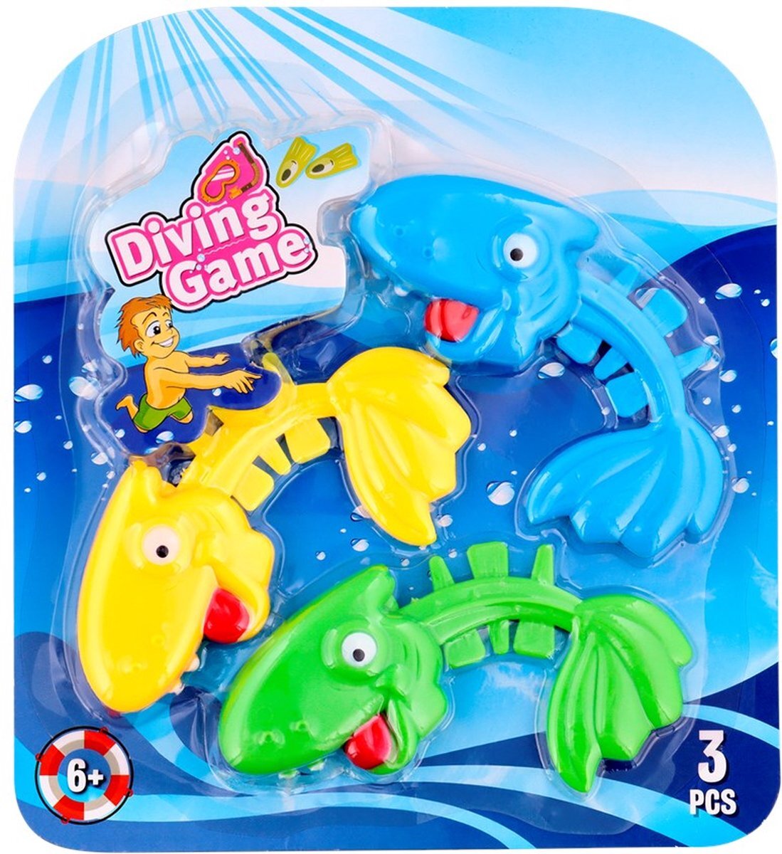 ZD Trading Duikspel set 3 x vissen Blauw groen geel - Duikspel - Zomer - Water - Zwembad - Opduiken - Blauw groen geel - Diving game