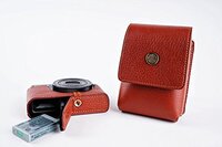 TP Handgemaakte Echt Lederen Camera Hoesje voor CANON G9X - Bruin
