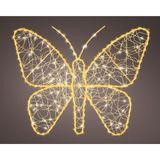 Lumineo Figurine LED papillon métal 38x30cm or/blanc chaud/classique chaud pour extérieur avec variateur et minuterie