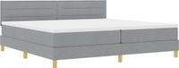 vidaXL LED Box Spring Bed with Headboard, Light Grey, 200 x 200 cm, Fabric