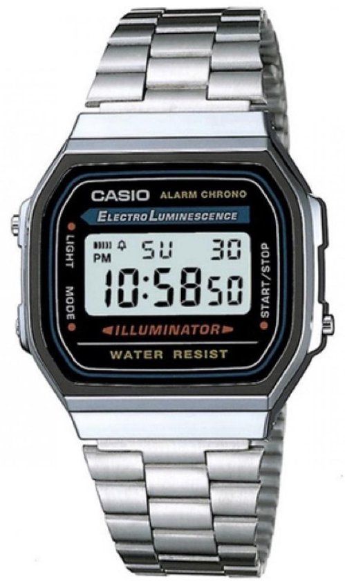 Casio A168WA-1W Unisex Horloge - Zilverkleurig - 39 mm - Stalen Band