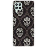 Samsung Galaxy A22 4G Floral skull bedrukt siliconen hoesje