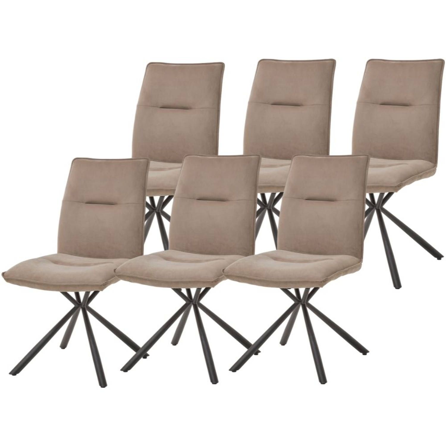 WAYS. stoffen eetkamerstoelen - bruin - 6 stuks