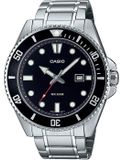CASIO MDV-107D herenhorloge, zwart, quartz, analoog, waterdicht tot 20 bar, stalen kast, roestvrijstalen band