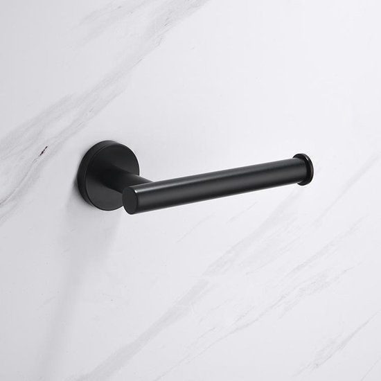 VDN Stainless Toiletrolhouder Zwart | Zelfklevend | RVS