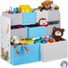 Merkloos Relaxdays Kinderkast met 9 stoffen manden - Kampvuur - 66 x 82,5 x 29,5 cm