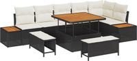 vidaXL Tuinbank Set 9-delig Zwart Polyrattan