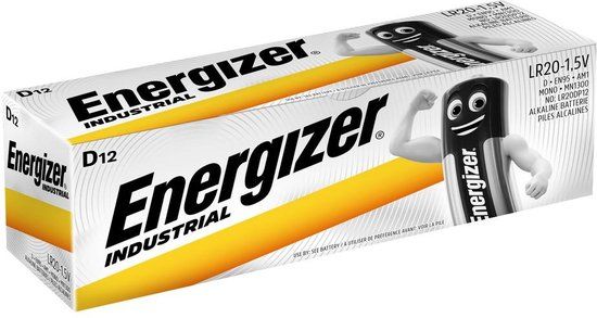 Energizer Industrial LR20 D Alkaline Batterijen - 12 stuks