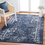 Safavieh Adirondack Verontrust tapijt, laagpolig, marineblauw en ivoor, 122 x 183 cm