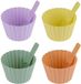 Alpina Dessert/vla/yoghurt bakje met lepel - 8x stuks - kunststof - 11 x 7 cm - verschillende kleuren