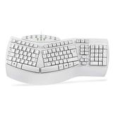 Perixx PERIBOARD-512 Ergonomisch split-toetsenbord, USB, gedeeld ontwerp, met 7 multimediatoetsen en geïntegreerde handsteun, Italiaans QWERTY, wit
