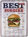 Dodino 30 x 40 cm metalen borden Burgers recepten, decoratief woonaccessoire, BBQ grillplaat, tuin, bar, keukendecoratie, blikken bord grillen
