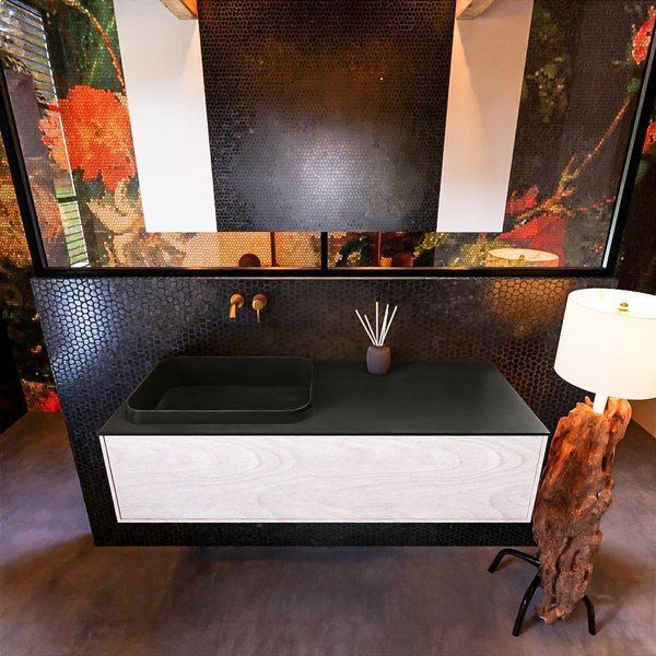 Mondiaz ERIN 120cm badmeubelset Underlayment 1 lade RIDGE links Urban ERIN11400