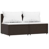 vidaXL Tuinmiddenbank met kussens, 2 stuks, poly rattan, bruin
