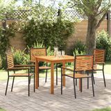 vidaXL Eettafel Set Zwart Massief Acacia Hout