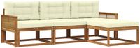 vidaXL - Bank loungeset - 4 zitplekken - Natuurlijk en crème - Acacia hout