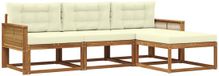 vidaXL - Bank loungeset - 4 zitplekken - Natuurlijk en crème - Acacia hout