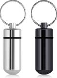 kwmobile 2 pillendoosje sleutelhanger in zwart / zilver