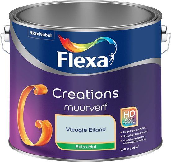 FLEXA Creations Muurverf - Extra Mat - Vleugje Eiland - 2,5 liter