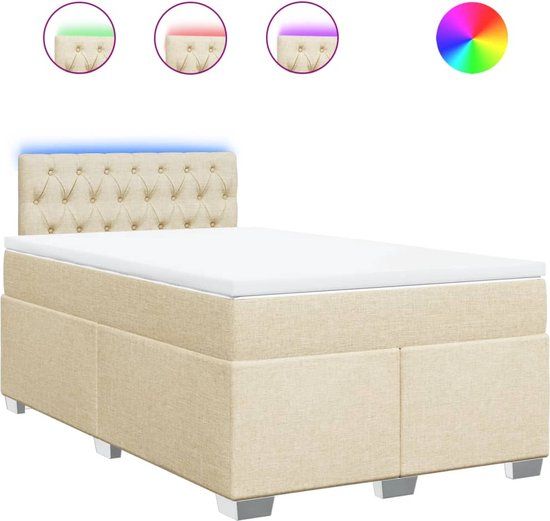 vidaXL Boxspring met matras stof crèmekleurig 120x200 cm