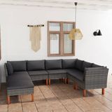 The Living Store Loungeset - 2-Seater - Gray - Rattan - Weatherproof