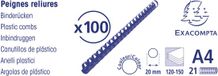 Exacompta Doos van 100 plastic spiraal inbindruggen 20 mm - A4 - Zwart - 75601E