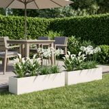 VidaXL Plantenbak 2 st wit 80 x 20 x 20 cm koudgewalst staal