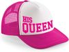 Bellatio Decorations Casquette pour femmes - His Queen - Rose/Blanc