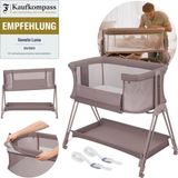 Lionelo Luna – 2-in-1 Babybedje & Co-Sleeper – Geboorte tot 9 kg – 7 Hoogtestanden – Kantelbaar Matras – Mesh Zijkanten – Wielen met Blokkade – Wasbare Hoes – Inclusief Opbergmand