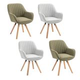 MEUBLE COSY Set van 4 Scandinavische eetkamerstoelen, kaptafel, draaistoel met armleuningen, voor slaapkamer, woonkamer, keuken, kantoor, gestoffeerd met stof en poten van massief hout, meerkleurig