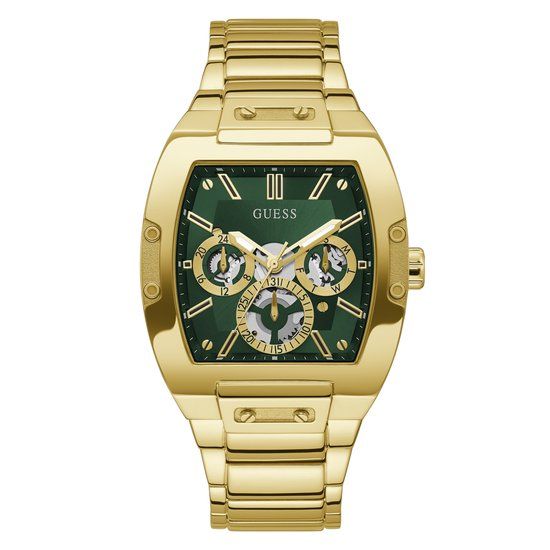Guess Phoenix GW0456G3 Herenhorloge - Goudkleurig - Groene Wijzerplaat - Stalen Band
