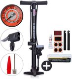 Dunlop Fietspomp met Drukmeter en Fiets Reparatieset 9-delig - Zwart