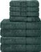 Komfortec Handdoekenset – Set van 8 - 4x Handdoek 50x100 cm en 4x Badhanddoek 70x140 cm - 100% Katoen - Donkergroen