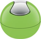 Spirella Badkamerprullenbak met Deksel – Kleine Prullenbak met Kantelend Deksel voor Badkamer, Keuken of Tafel – Zilver/Groen – Plastic