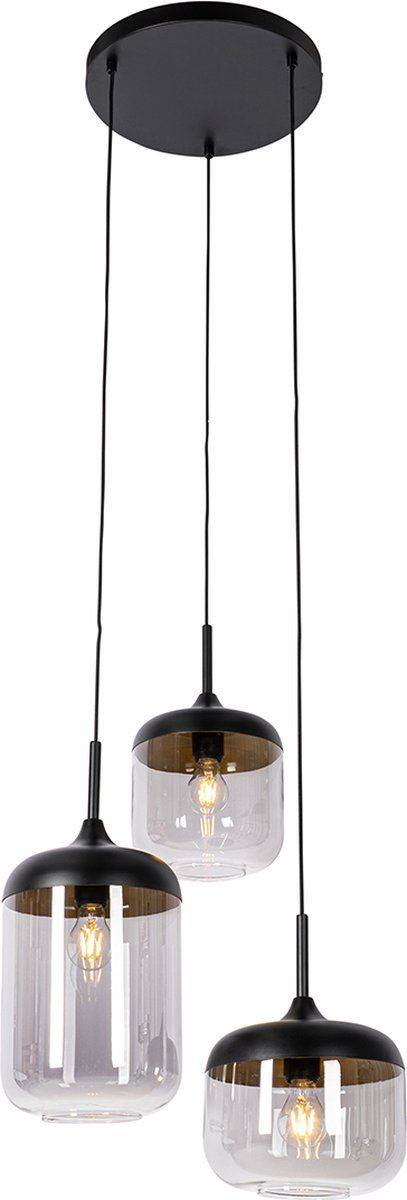QAZQA Kyan - Design Hanglamp - 3 lichts - Ø 48 cm - Grijs