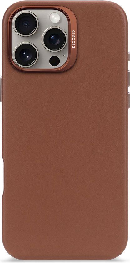 DECODED Leren Hoesje Geschikt voor iPhone 16 Pro Max - Gemaakt van Premium ECCO Leer - Geschikt voor MagSafe - Bruin