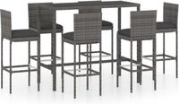 vidaXL 7-delige Tuinbarset met Kussens Poly Rattan Grijs