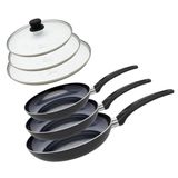 Elo 9807850 set met 3 aluminium pannen en 3 glazen kookdeksels