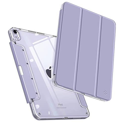 Fintie Hoes voor iPad Air 11 inch M2 (2024), iPad Air 5e generatie (2022) / 4e Gen 10,9 inch, kristalheldere achterkant met discrete, intrekbare penhouder, pastel violet