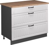 Vicco Keukenonderkast Fame-Line, Wit Landhuis/Antraciet, 100 cm, WB Eik