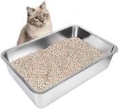 Ibenzoa® Robuuste Metalen Kattenbak met Vlekvrije Antiaanbaklaag - Zilver - 60 x 40 x 15 cm