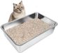 Ibenzoa® Robuuste Metalen Kattenbak met Vlekvrije Antiaanbaklaag - Zilver - 60 x 40 x 15 cm