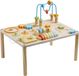 Sunny Maud Table de jeu en bois avec piste de perles – 42 x 30,5 x 33 cm – Avec piste de perles, horloge, engrenages et puzzle – Table de jeu éducative d'intérieur – À partir de 3 ans