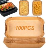 Sans marque Papier cuisson - Rectangulaire - Pour friteuse à air - 100 feuilles