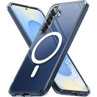 Phonillico® Case voor Samsung Galaxy S25 - Transparant siliconen met geïntegreerde magnetische cirkel