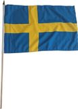 Merkloos / Sans marque Promex Gmbh Luxe zwaaivlag Zweden - 30 x 45 cm - op stok - landen versiering