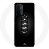 Oppo A74 Hoesje Audi Logo hub cover zwarte achtergrond Maniacase