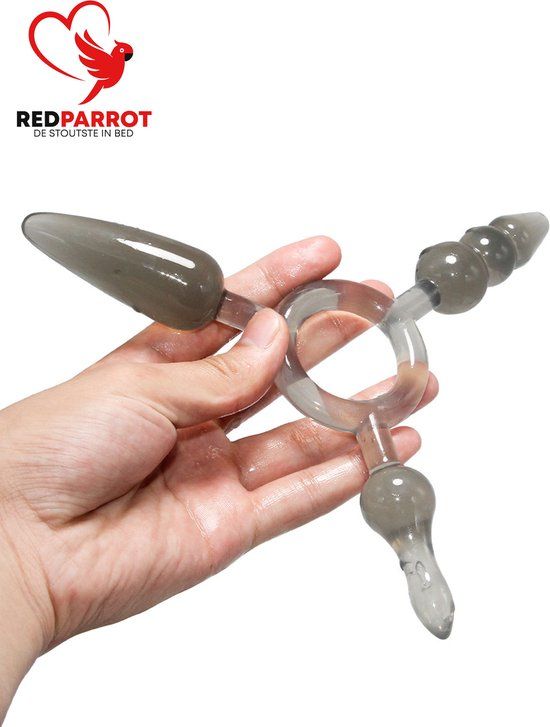 Triple Buttplug - Black Transparent - Waterproof - Silicone - 12 cm Diameter