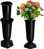 KADAX Vase de jardin en plastique, vase à fleurs pour cimetière, vase à piquer résistant aux intempéries et au gel pour décoration de tombe (15,5 cm, noir)